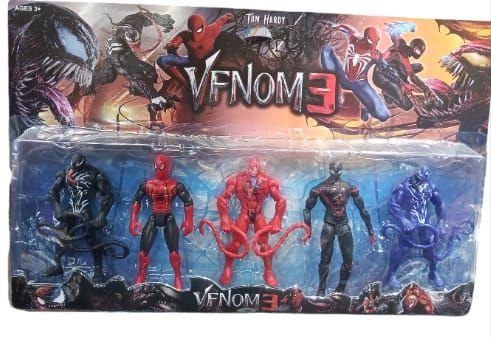 Kit 5 Bonecos 15 cm Articulado - Venom 3 X Spider Man - venon
